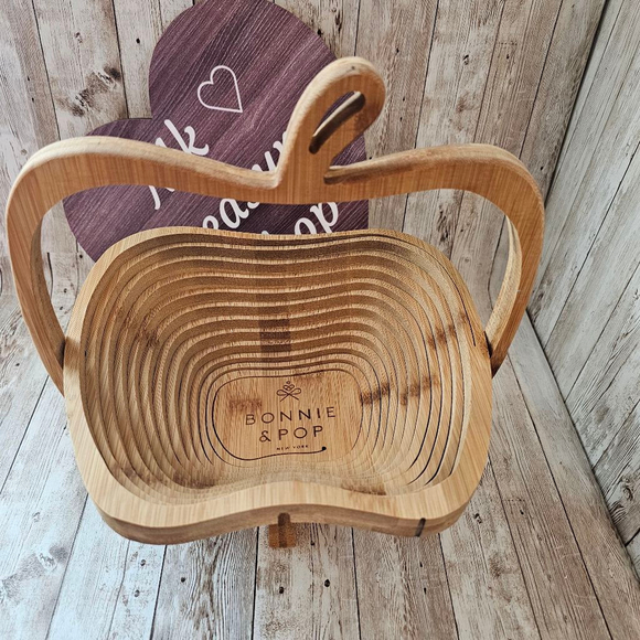 Bonnie & Pop Apple Shape Bamboo Basket Brown - Picture 2 of 8